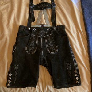 Suede Leather Austrian Lederhosen - Medium